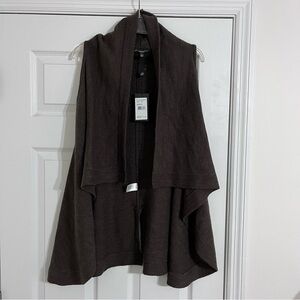 NWT Adrianna Papell Brown Sweater Vest Open Front Cascade Womens Medium